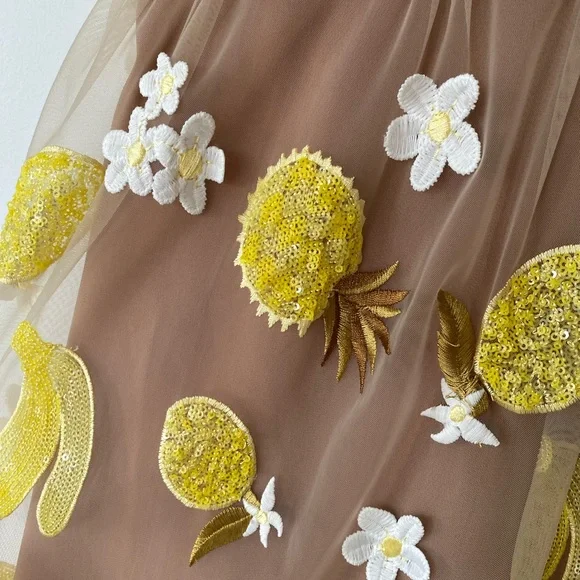 For love & lemons pineapple fruit punch sequin mini dress size xs - Picture 3 of 6